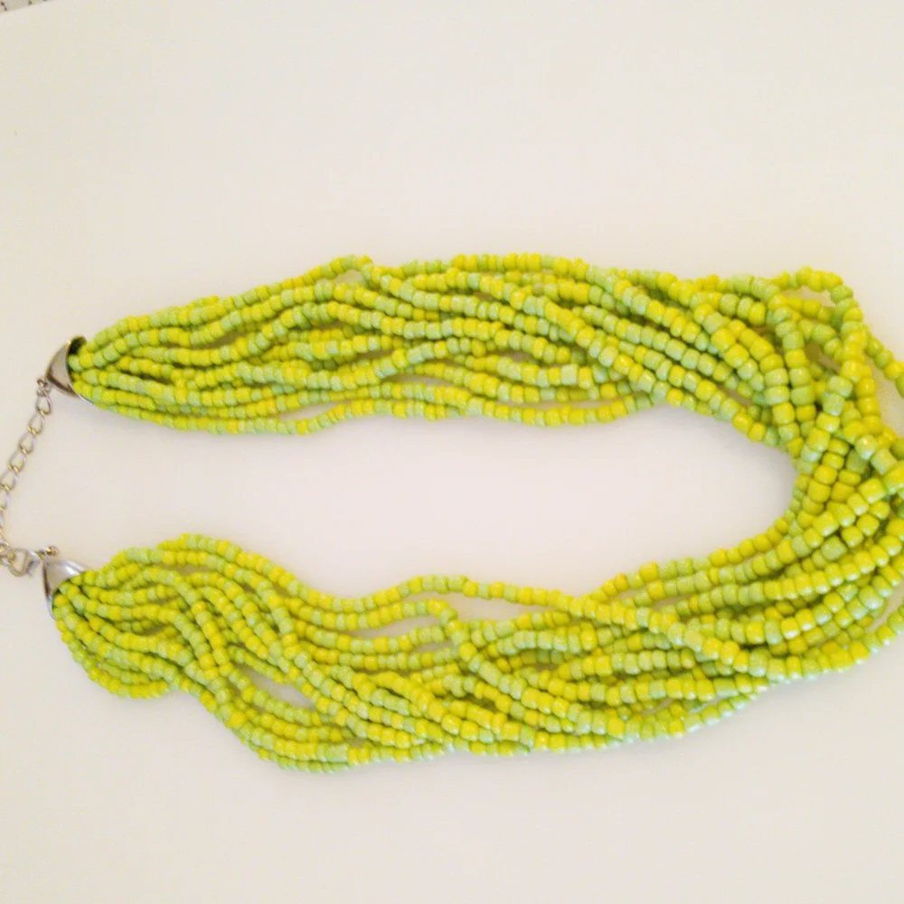 Vibrant Green and Blue Multi-Strand Necklace